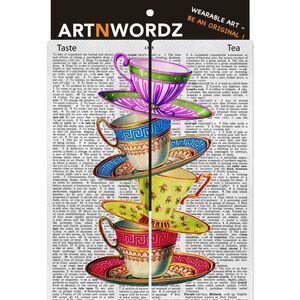 NWT Unworn Arts N Wordz Unisex Stacked Tea Cups Socks (US Sz 6 -12)
